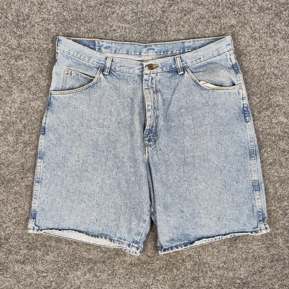 Wrangler Shorts Mens 38 Blue Relaxed Fit Denim Jean Bermuda Light Wash Casual
